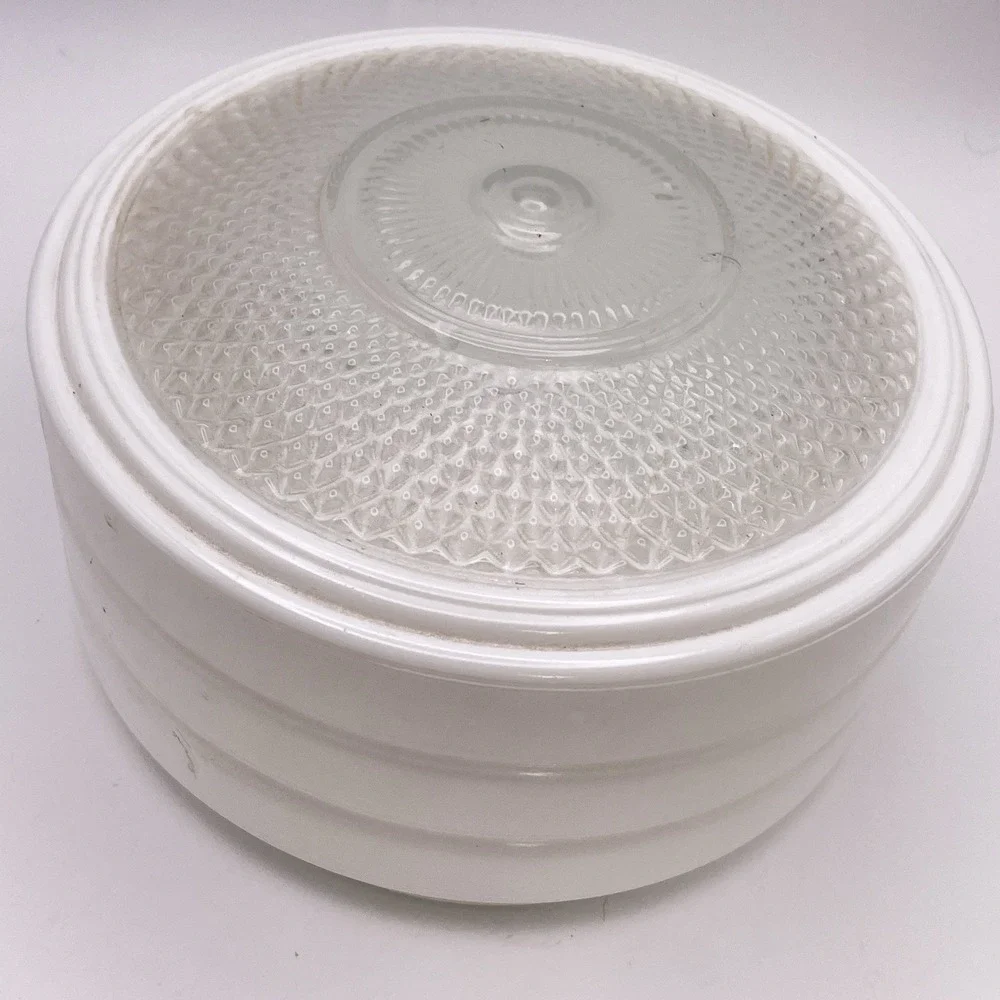Vtg Art Deco White Milk Glass Light Shade Round Flush Globe 7.75